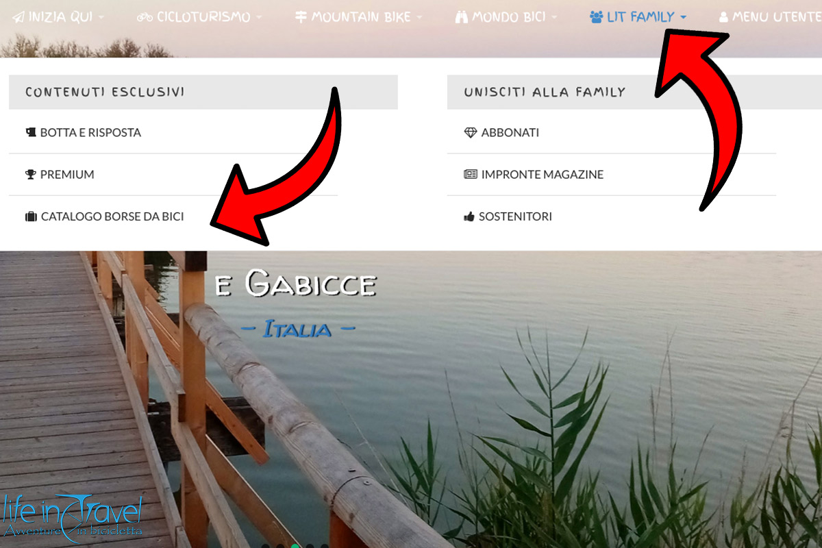 menu catalogo borse da bici