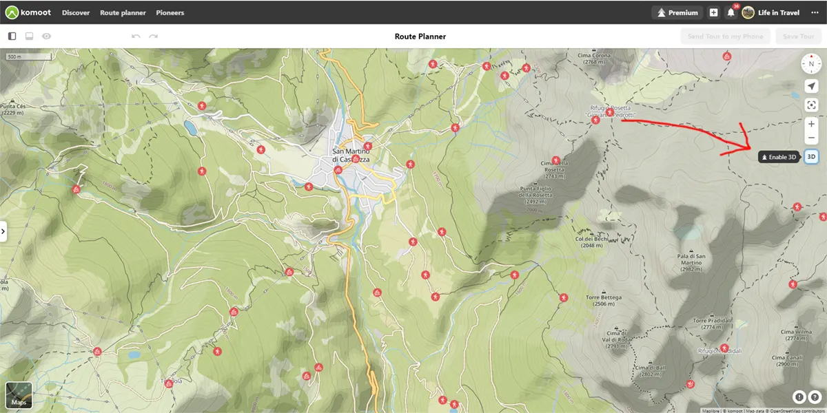 komoot mappe 3D