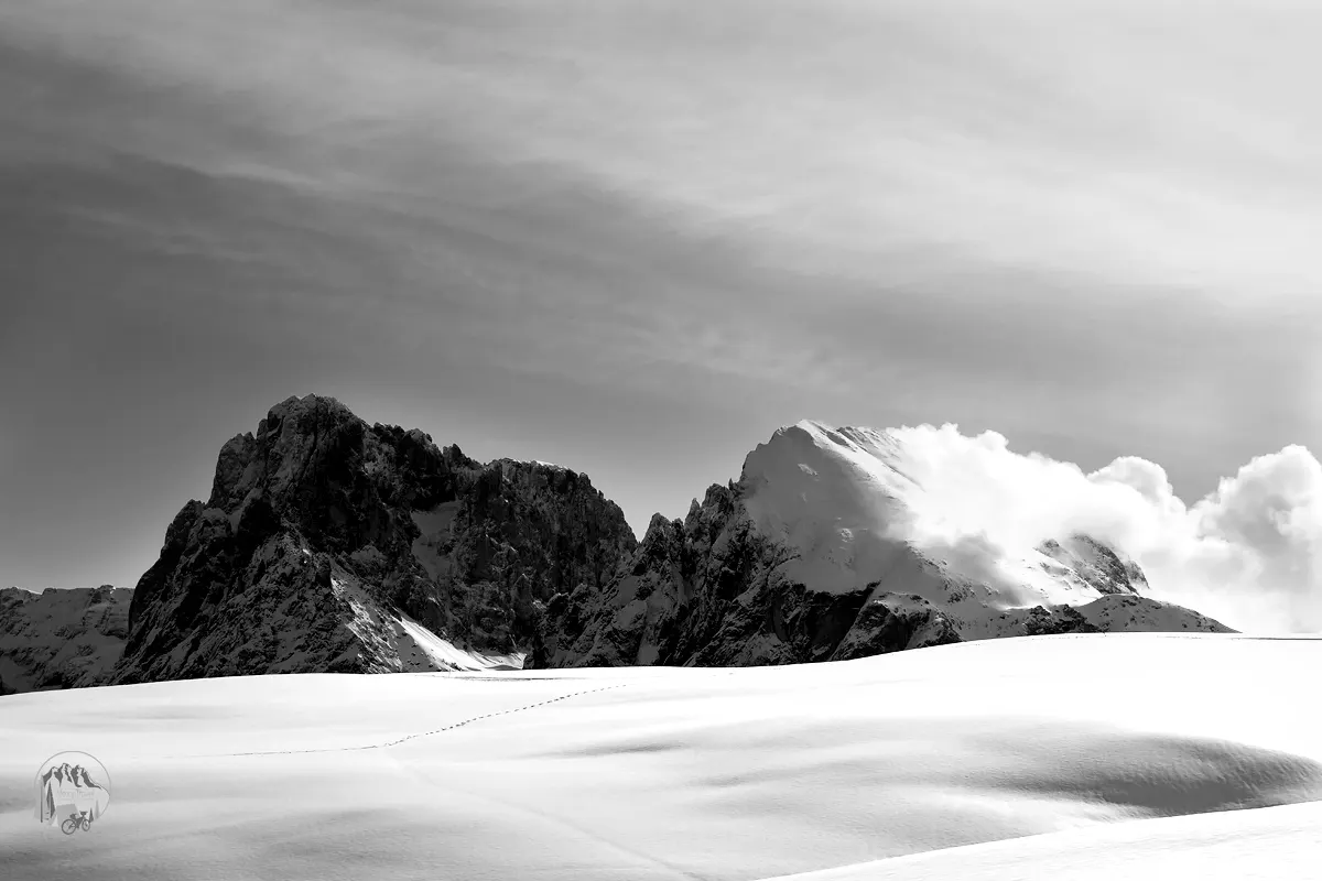 alpe di siusi sulla neve in bici