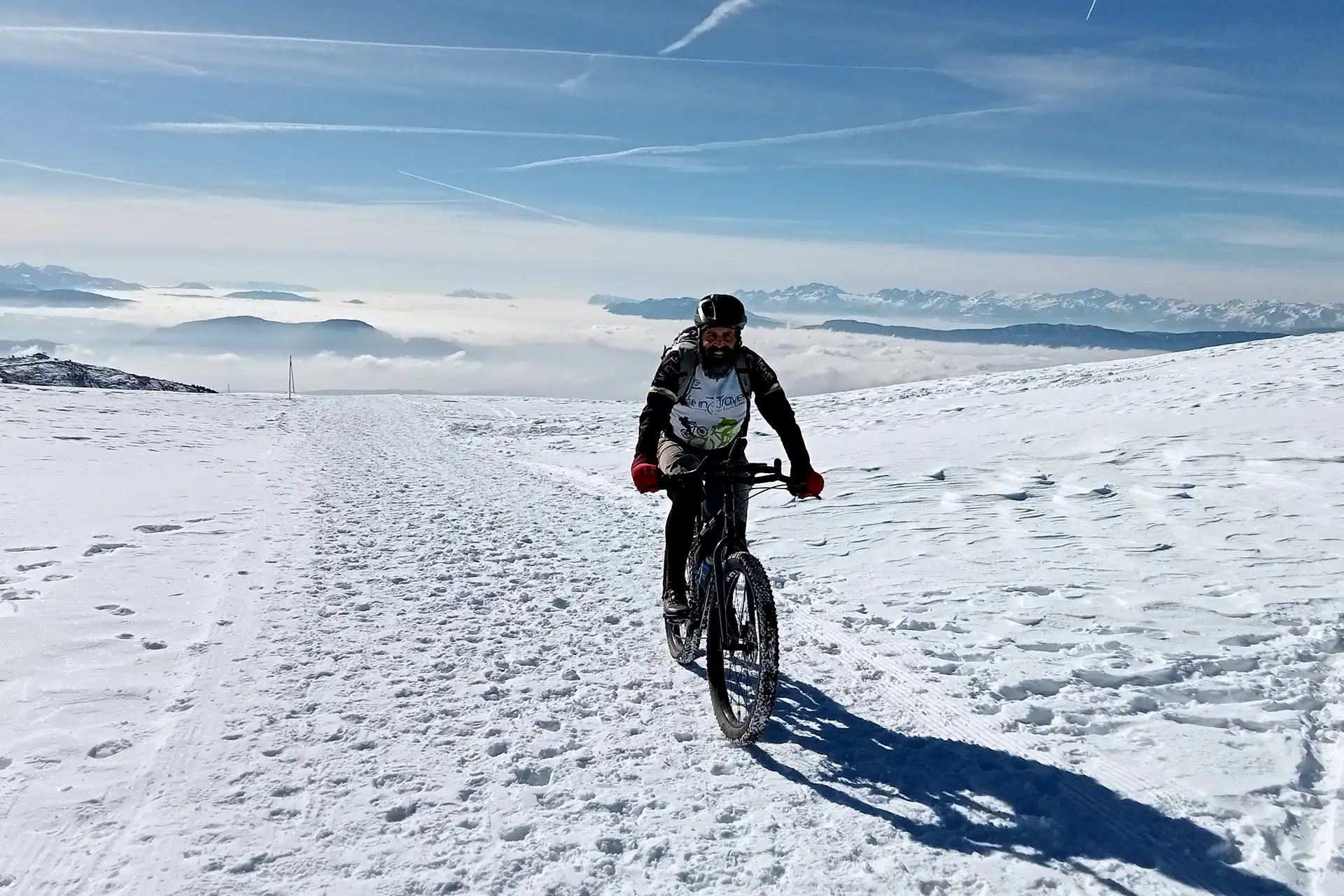 Rittnerhorn by bicycle on the snow