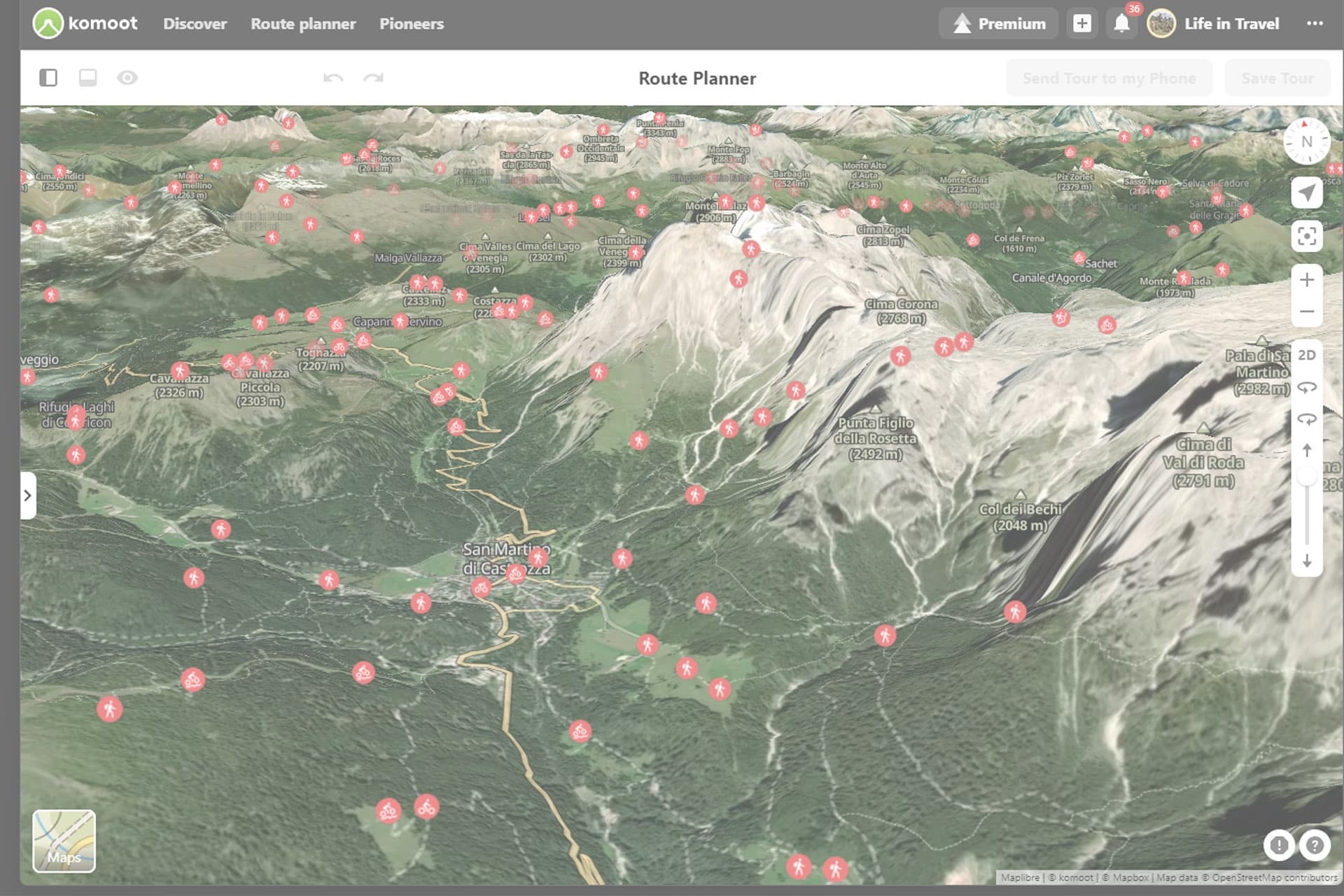 Komoot Mappe 3D