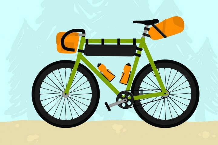  Bikepacking vector illustration